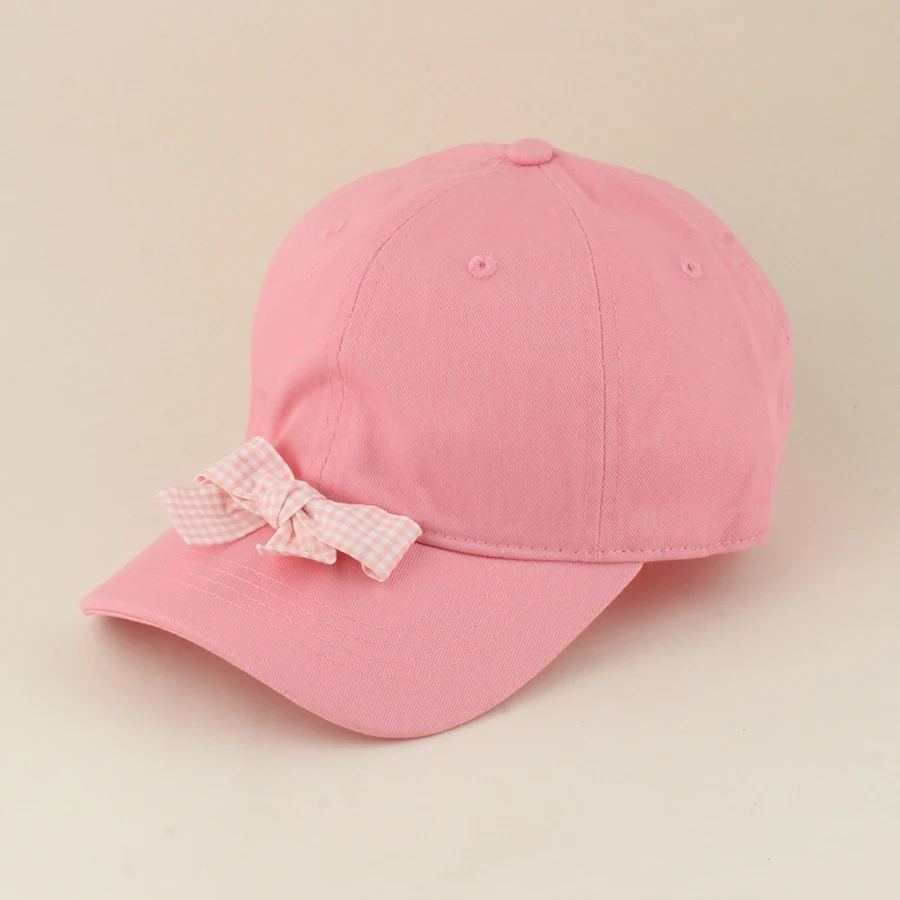 New Candy Color Cute Sweet Cowknot Baseball Cap For Kids Summer Sun Hats Girls Boys Soft Snapback Baby Hat 3