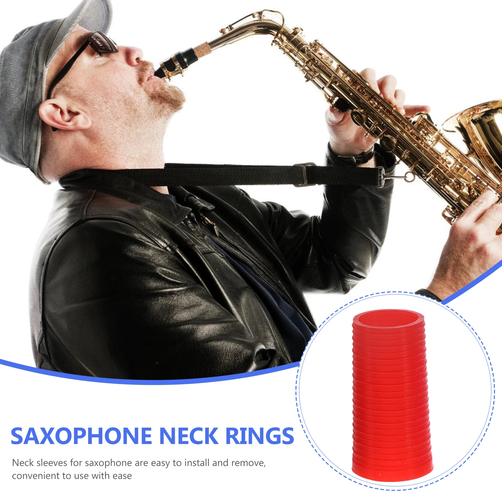 

3 Pcs Saxophone Cork Ring Silicone Neck Sleeves Blue Black Red Repair Parts Alto Tenor neck sleeve alto sax rings accessories