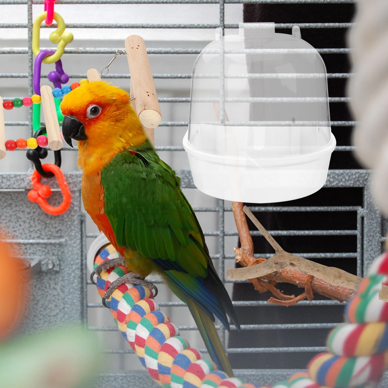 

1 set Pet Bath Tub Bird Parrot Baths Cage Bathtub White Arc Plane Injector Small Parrots Finches Budgie Lovebird