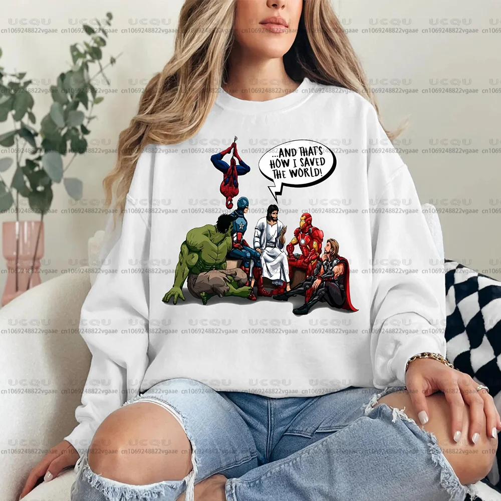 2026 ديزني الفتيات بلايز القطن المرأة تي شيرت هدية حفلة تي شيرت الرجل العنكبوت زوجين هوديي عيد الميلاد ميمي البلوز يسوع والأبطال الخارقين #1