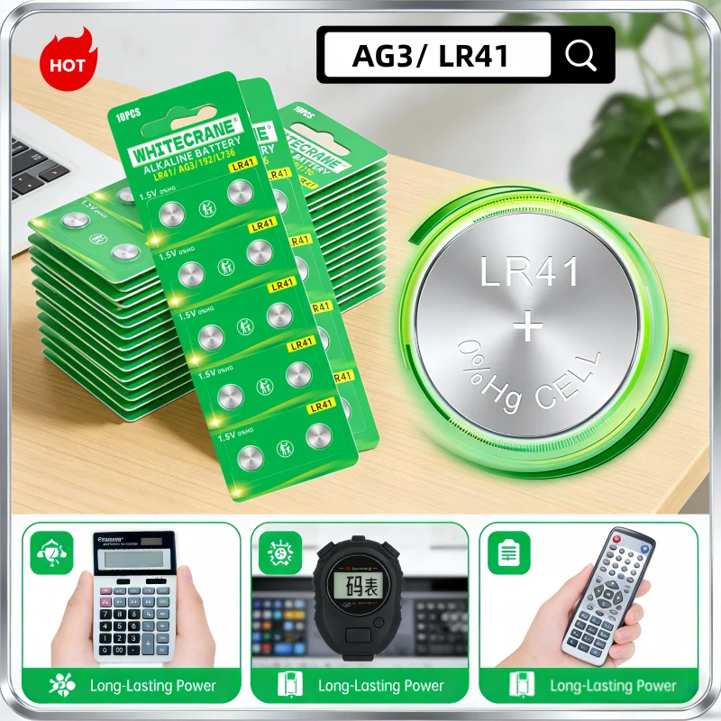 

10-100PCS AG3 Button Batteries Alkaline 1.5V 384 392 LR41 SR41 LR736 192 for Remote Toys Watches Calculators Thermometers LR41