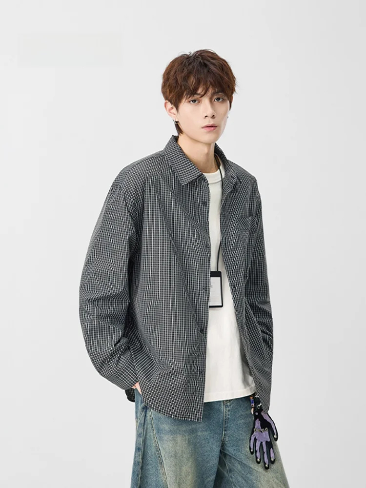 

MMOPTOP American Casual Plaid Long Sve irt Men Spring Summer Loose Fit Casual Sle Button up Versatile Top