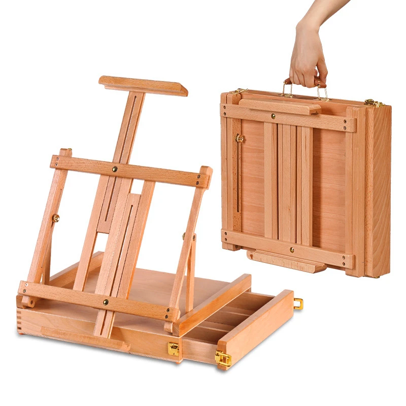 Desktop Beech Wood Watercolor and Sketching Storage Solid Wood Folding Portable Easel