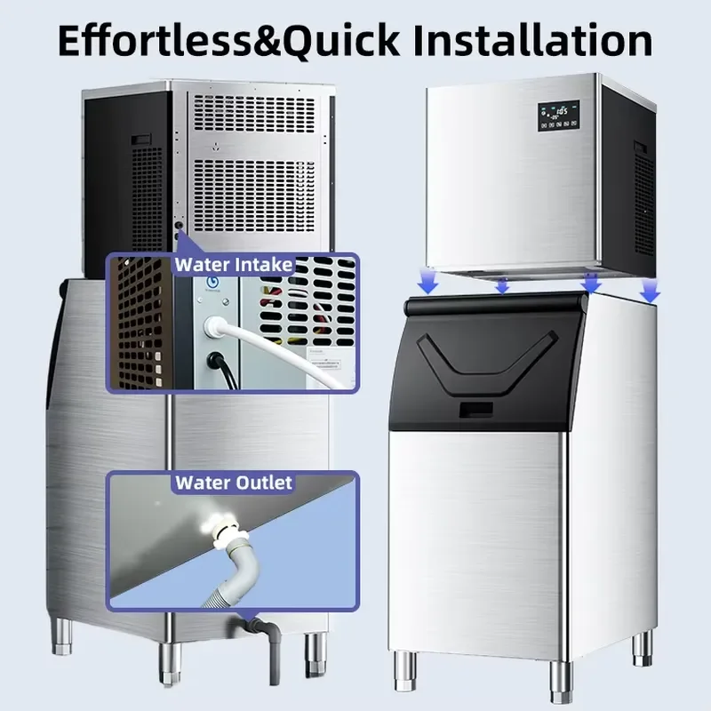 

Large Capacity Commercial Ice Cube Maker 180kg/day Stainless Steel Air-Cooled Ice Machine 3.8KW 1 Year Warranty Household