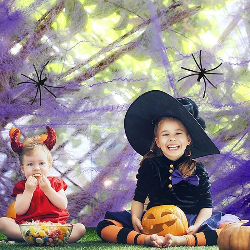 ديكور الهالوين DIY شبكة عنكبوت مناسبة لجو رعب نافذة الحديقة أشجار الفناء المنزل مكتب حفلة منزل مسكون #5