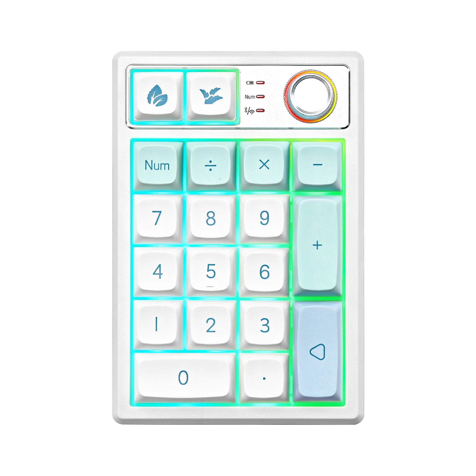 YUNZII YZ19 Mint 19 Keys Wireless Custom Knob Mechanical Number Pad, Hot Swappable Gasket RGB Numeric Keypad with PBT Keycaps