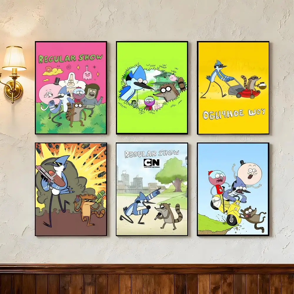 Cartoon Regular Show Poster Wall Art Poster Prints Home Wall Decor Gift for Living Room, Bedroom Bar & Parlor