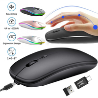 Rechargeable Wireless Mouse Bluetooth-compatible 2.4GHz Dual Modes Computer Mice with Nano Receiver for PC Laptop Macbook