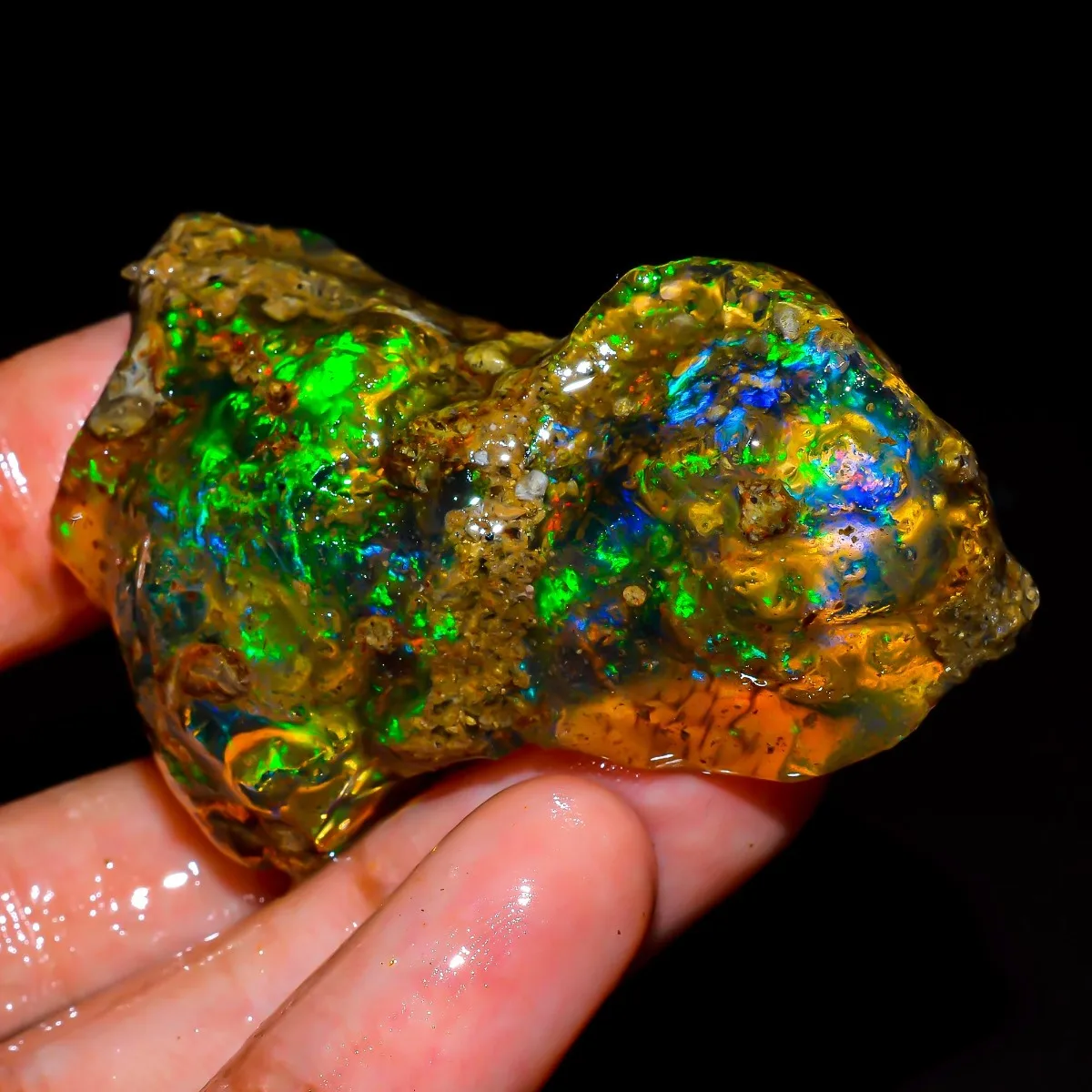 Ethiopian Welo Opal 25-80CT Rough Natural Crystal Fire Opal Collector Stone Randomly Selected One