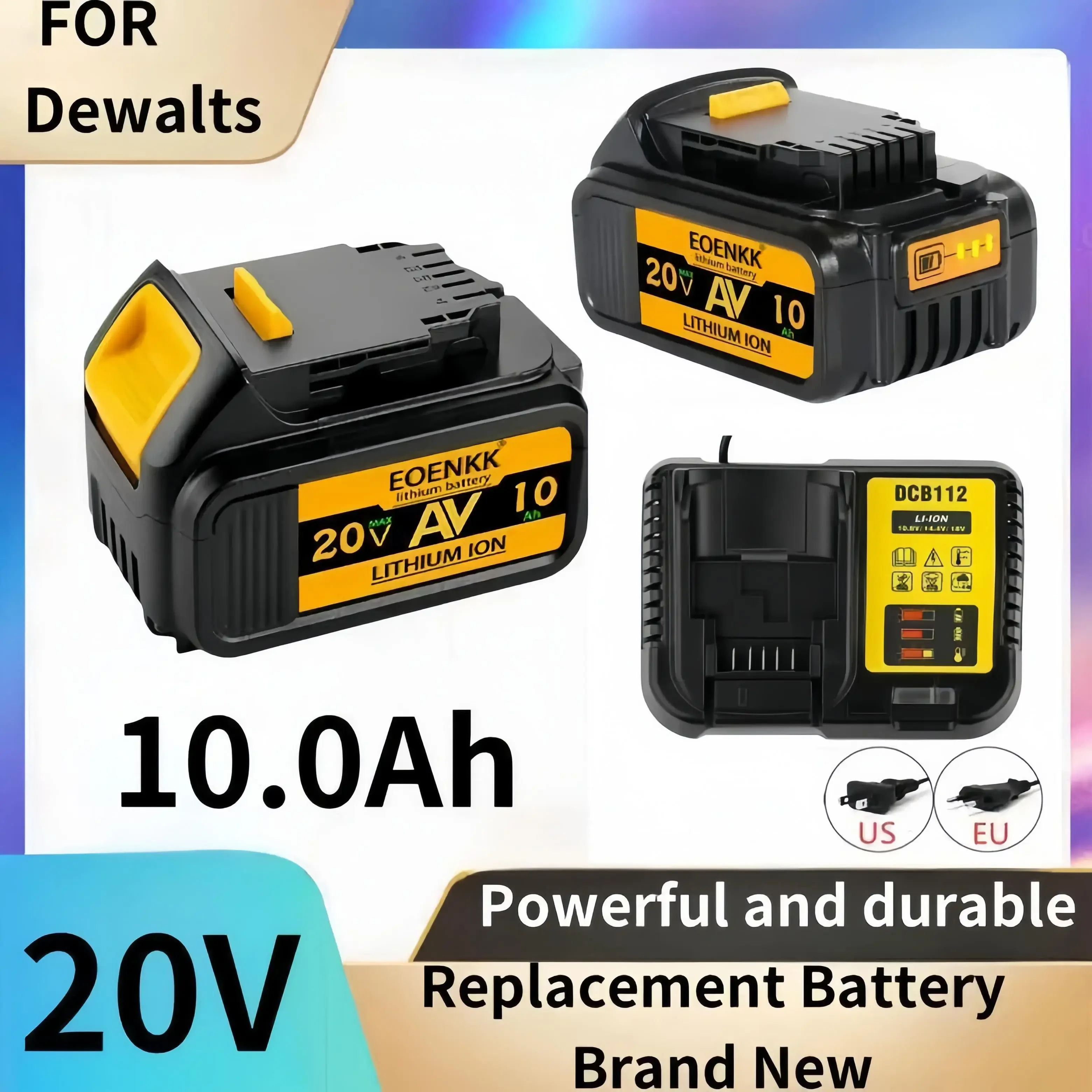 Brand new 20V 10.0Ah Battery for DeWalt DCB200 10000mAh Lithium Replacement Battery For Dewalt DCB182 DCB201 DCB205 Battery