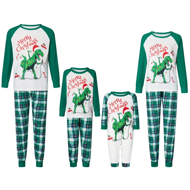 Festive Xmas Matching Family Pajamas Set with Reindeer Print Tops and Striped Pants Sleepwear for Christmas