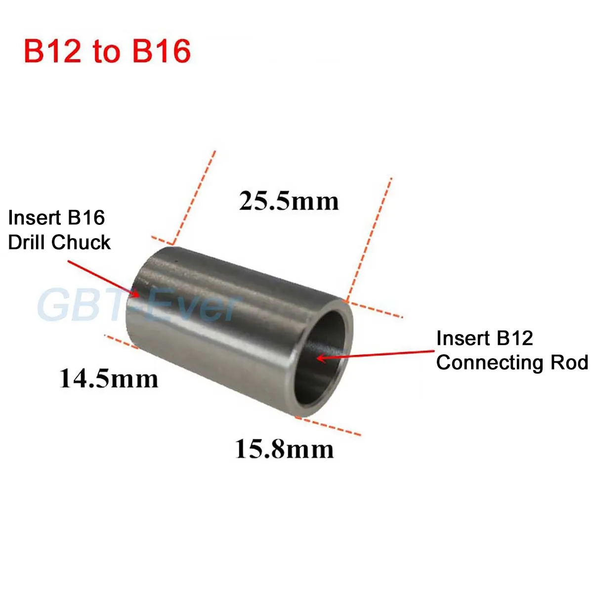 1Pcs High Strength Motor Shaft Conversion Sleeve B10 to B12/B12 to B16 Taper Conversion Stainless Steel Drill Chuck Power Tools