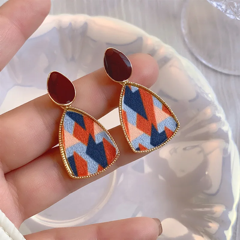Irregular Geometry Pattern Drop Earrings for Women Personality Enamel Oil Waterdrop Dangle Earrings Korean Fashion Party Jewelry
