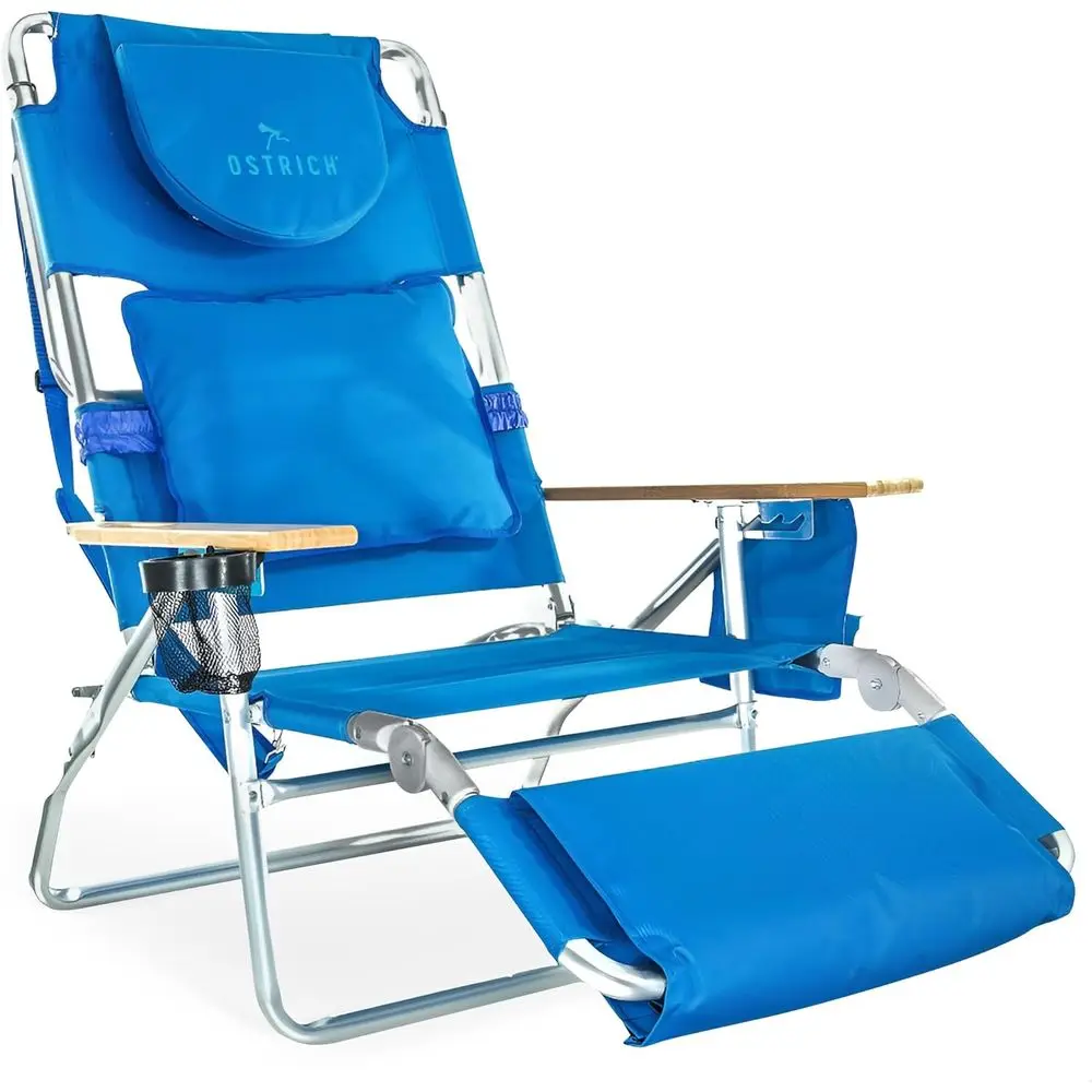 

Lightweight 3-in-1 Reclining Lawn Chair with Footrest, Ideal for Outdoor, Patio, Balcony, Backyard, or Porch, Blue