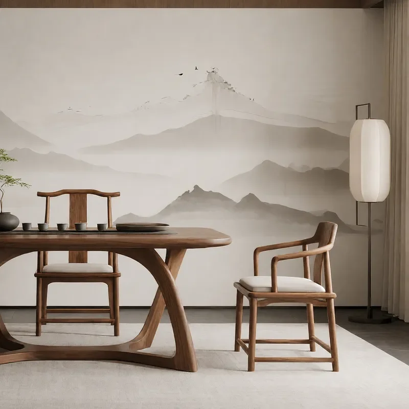 New Chinese Style Solid Wood Tea Table and Chair Set Mortise Tenon Structure Guest Area Furniture Customizable