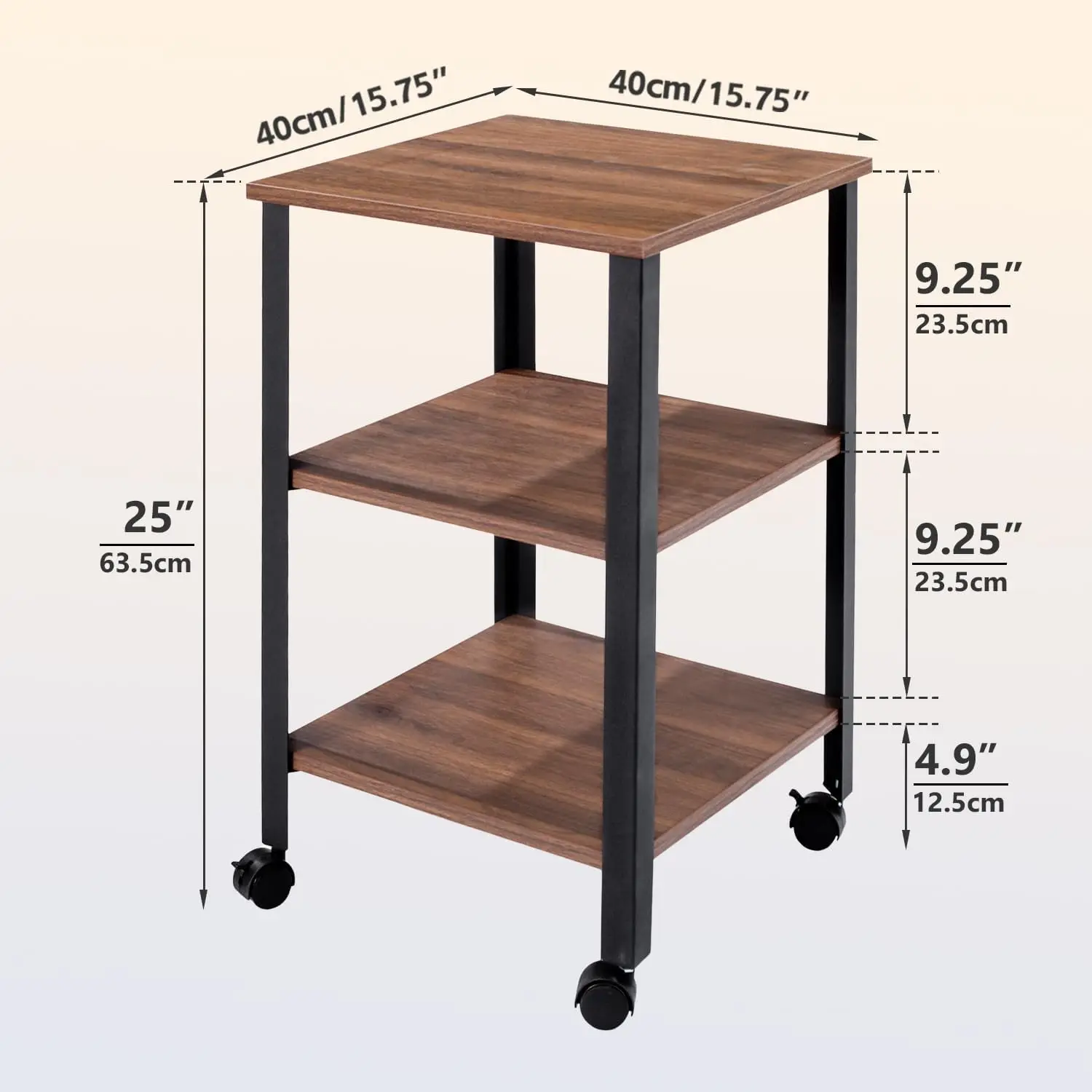 

Приставной столик, торцевой столик на колесах, подставка для принтера с 3-уровневым хранилищем, прикроватная тумбочка, небольшой квадратный приставной столик для гостиной,