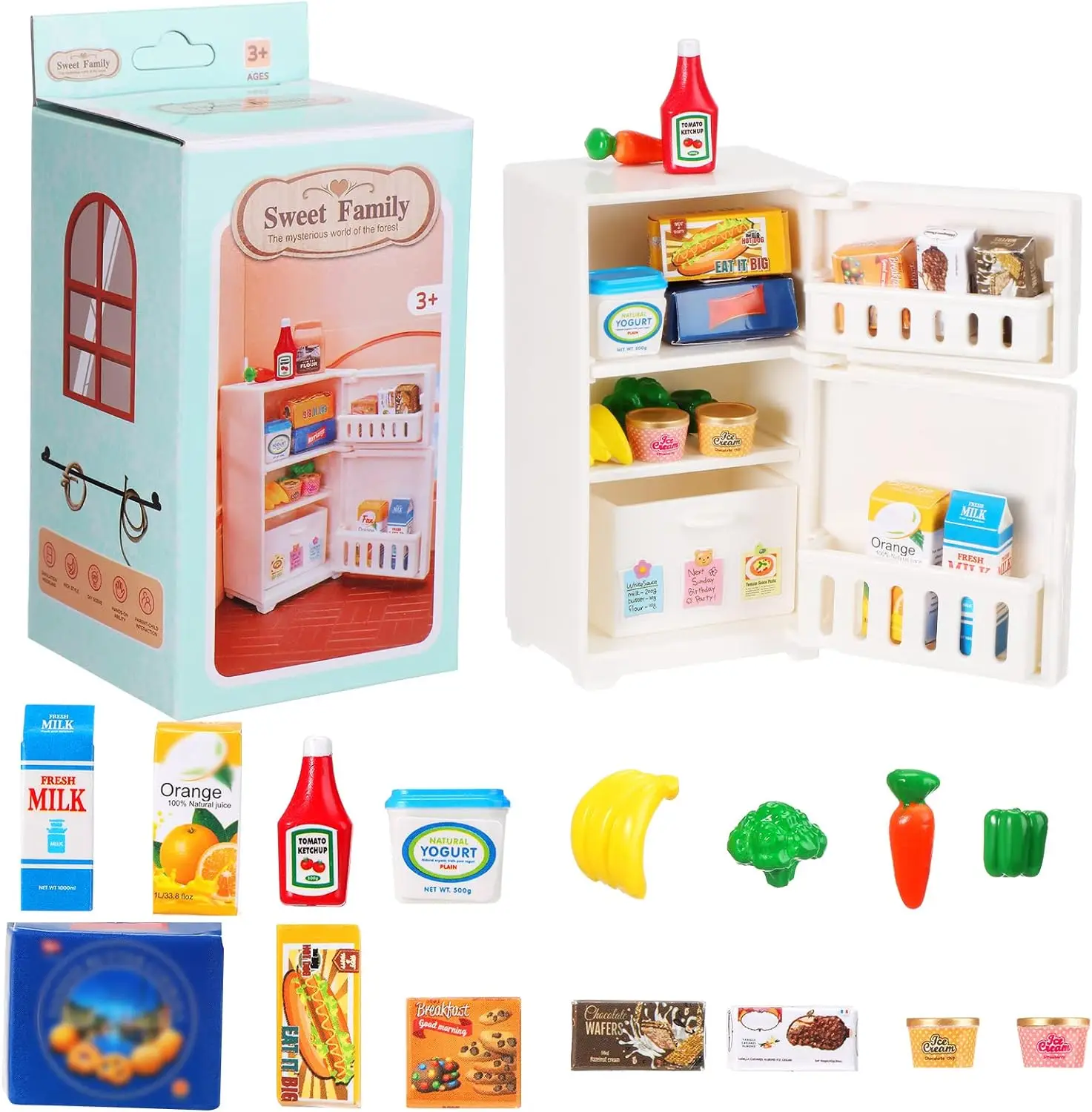 1:12 casa de muñecas en miniatura, refrigerador blanco de juguete, Mini juguete para nevera, comida simulada, juguetes para juego de imitación, muebles de cocina, decoración del hogar