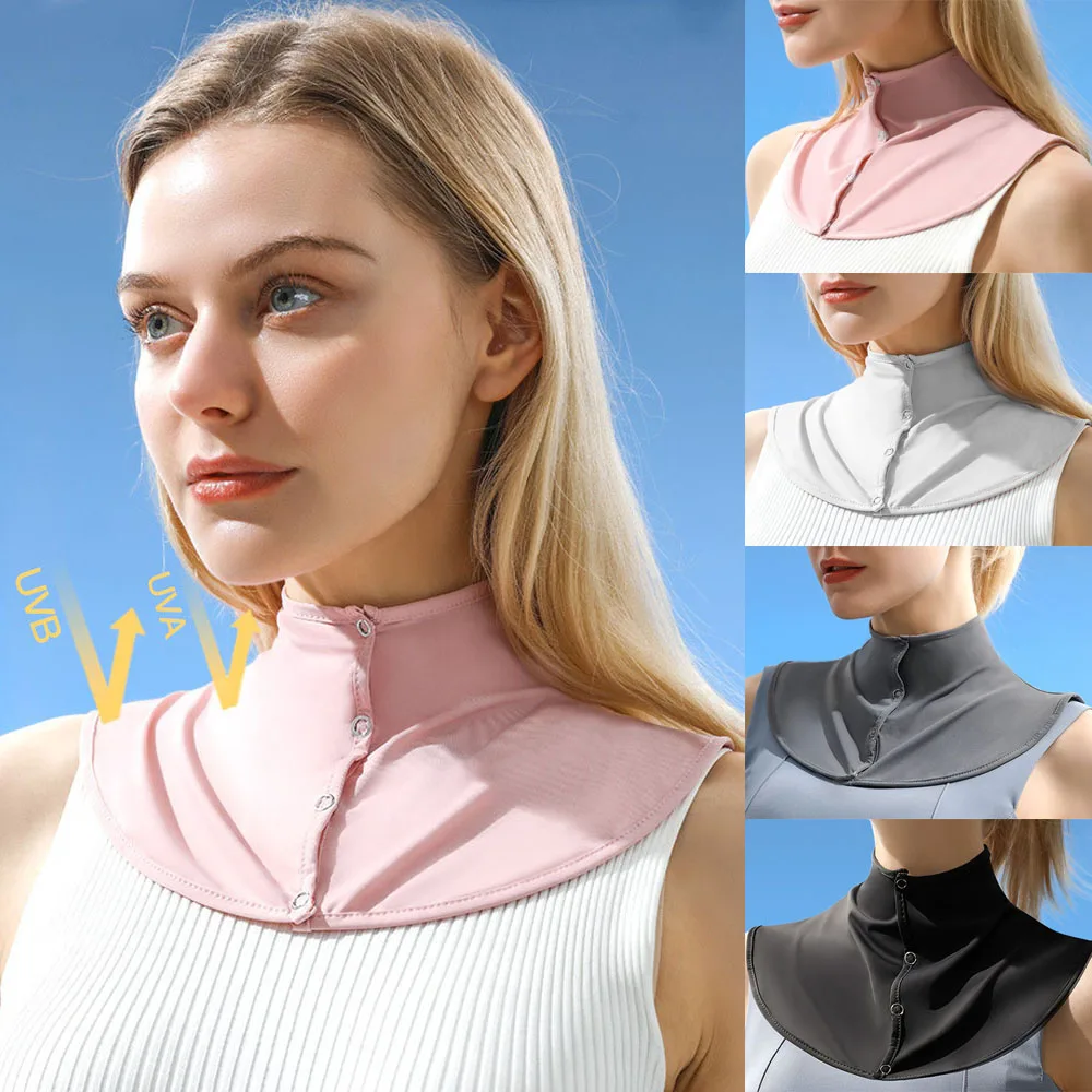Solid Color Summer High Quality Ice Silk Sun Protection Neck Protection Shawl Women Outdoor Driving Uv Protection Neck Cover