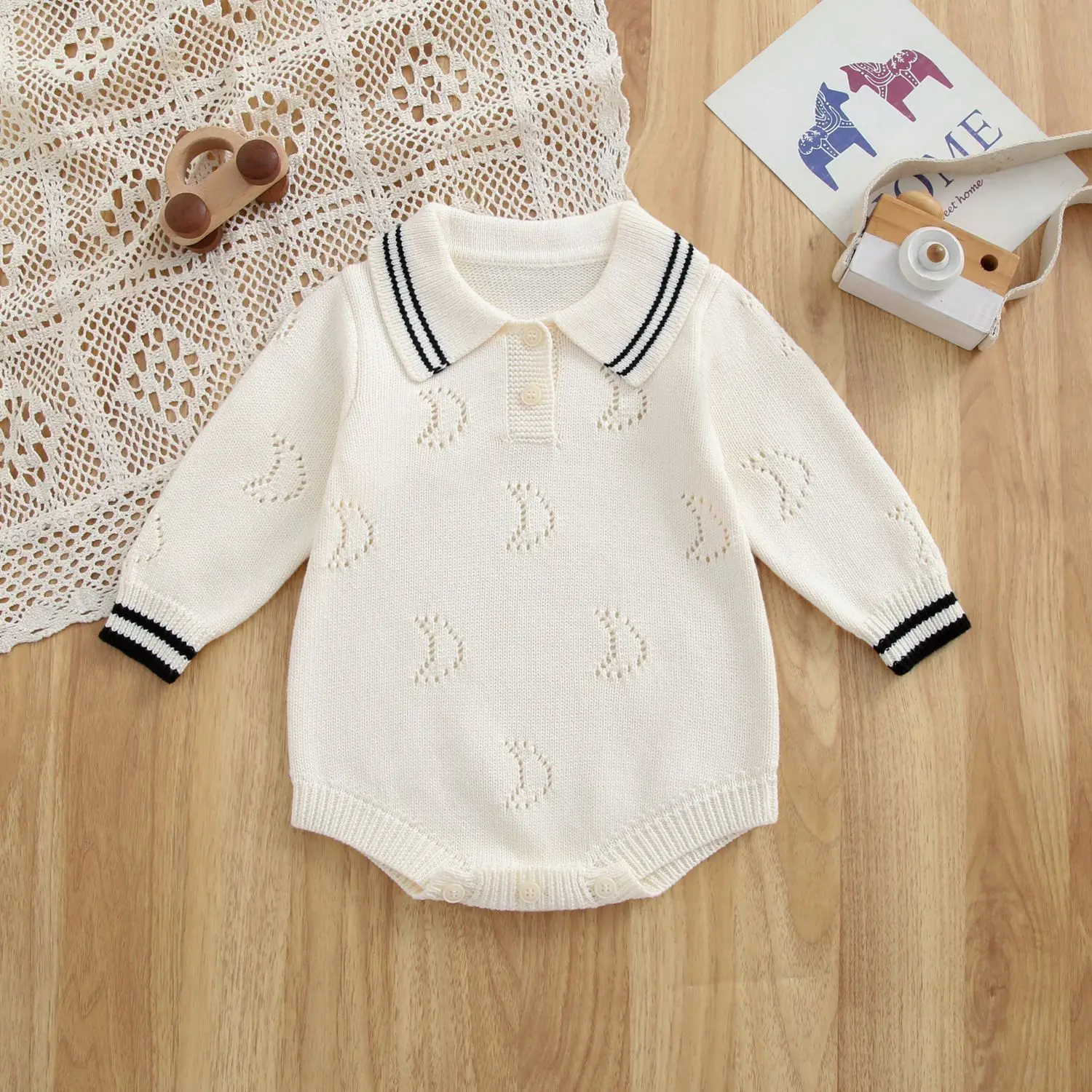 0-24M Newborn Kid Baby Boy Girl Autumn Winter Knit Clothes Long Sleeve Baby Sweater Romper Cute Sweet Bodysuit