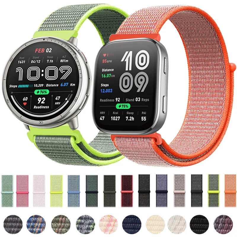 20mm 22mm Sports Nylon Loop Strap for Amazfit Active 2 GTS 4/3 Mini Bracelet Wristband For Amazfit Bip 6 5/Balance GTR 4 3 Strap