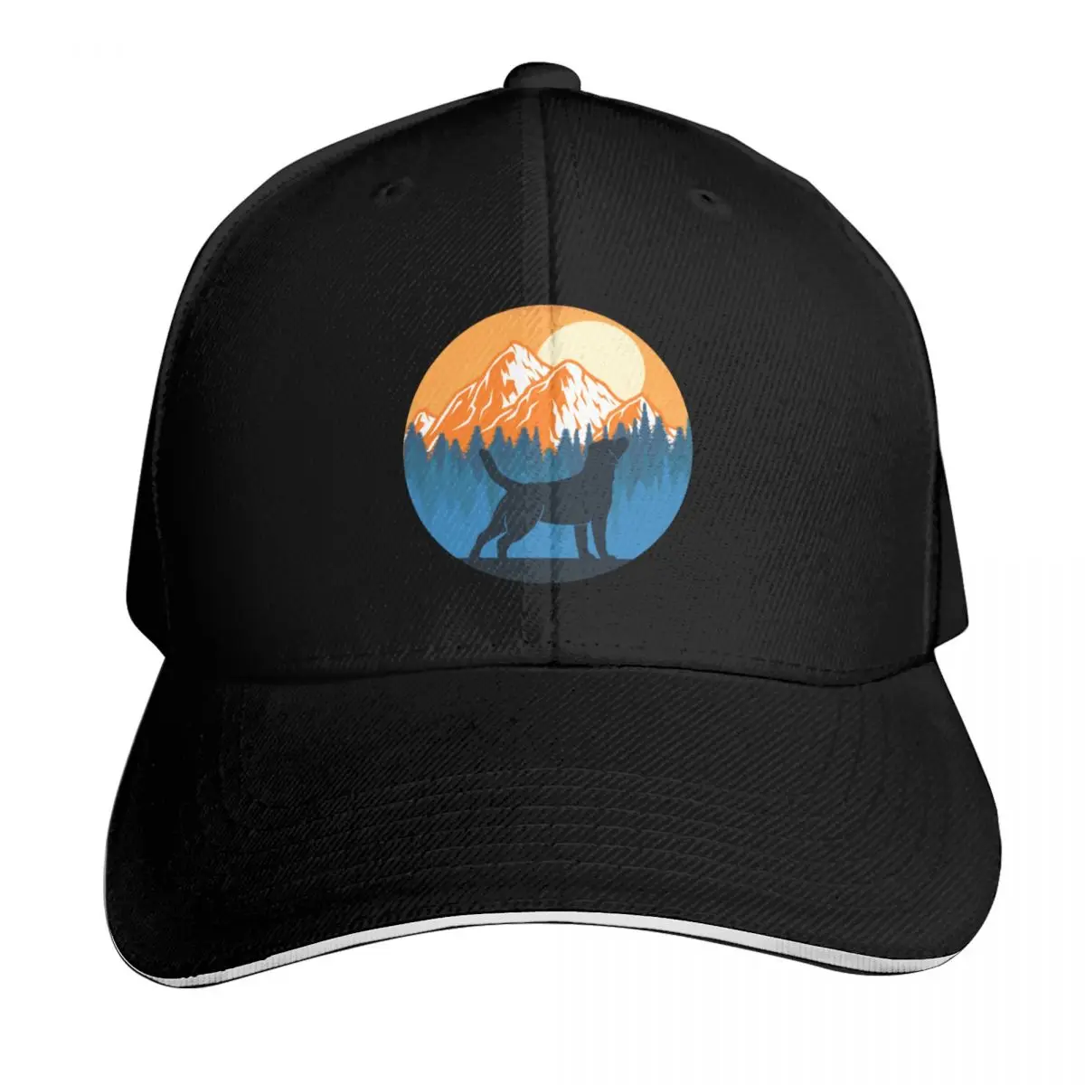 Labrador Dog Silhouette Sunset Mountain Forest labrador lover Baseball Cap Men Women Casual Summer Sport Sun Cap