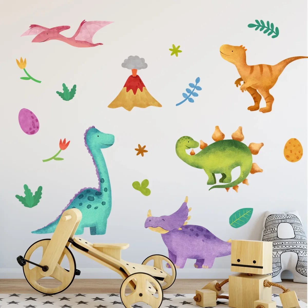 Dinosaur Wall Decals, Dino Alphabet Wall Stickers, Wall Decor for Boy Girl Kids Nursery Baby Bedroom Living Room Classroom