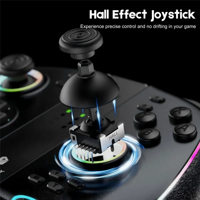 

Programmable RGB Lights Wireless Joy-Pad Game Controller For Switch/OLED Lite 6-Axis Gyro Turbo Vibration