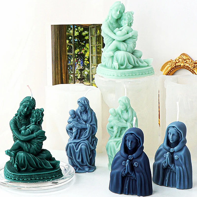 

Jesus Virgin Mary Figurine Silicone Mold DIY Handmade Catholic Nun Plaster Cement Epoxy Resin Mould Crafts Decorative Ornaments