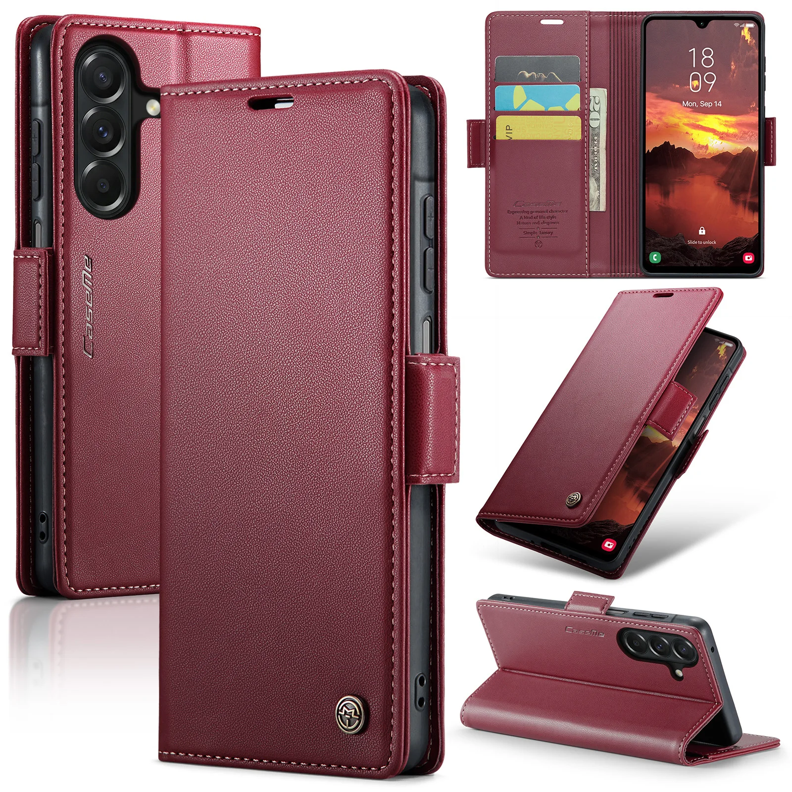 Luxury Business Flip Cards Solt Wallet Leather Phone Case for Samsung S26 Ultra S25 S24 S23 A27 A17 A07 A57 A37 Shockproof Cover