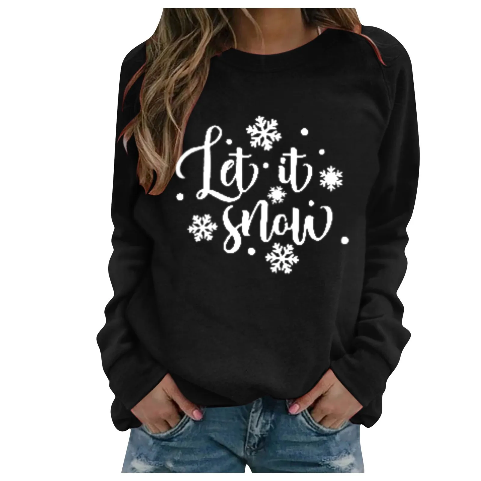 Mode Weihnachten Serie Hoodie frauen Neue Cartoon Lange ärmeln Rundhals Pullover Casual Top Sweatshirt Harajuku