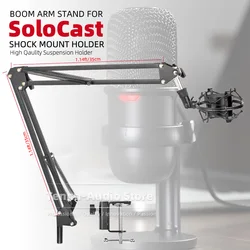 For HyperX SoloCast Suspension Isolation Shock Mount Microphone Stand Desktop Solo Cast Mic Scissor Boom Arm Hanging Holder