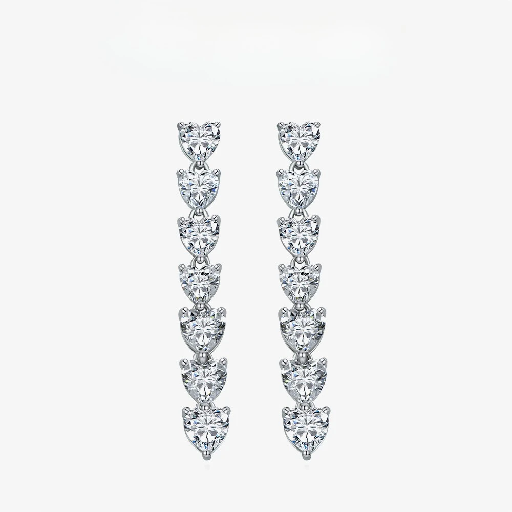 New S925 Silver Earnail 1ct Heart Shaped 5.5 * 5.5 White High Carbon Diamond Earrings Simple and Versatile Wedding Jewelry