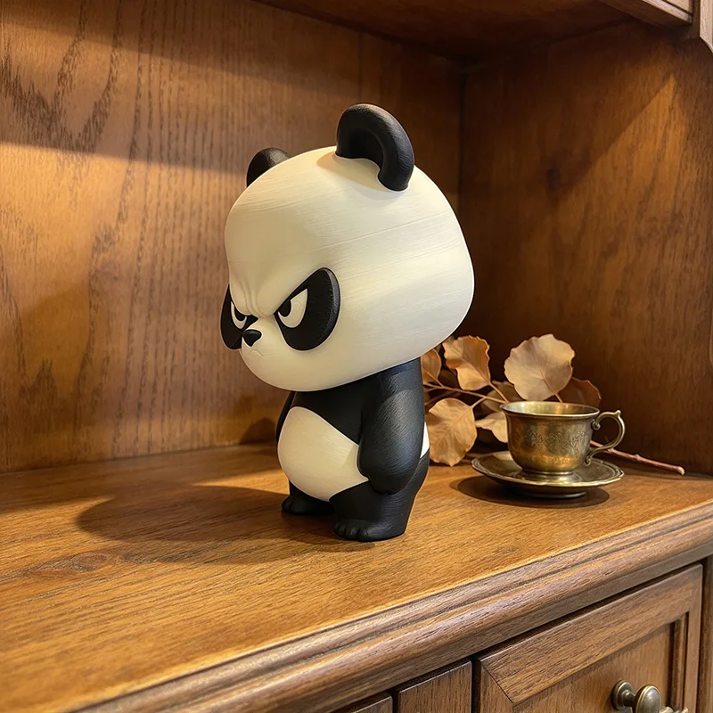 Angry Panda Figurine Cute Cartoon Desk Ornament Black White Panda Statue for Home Office Desk Decor Gift Customizable Wholesale