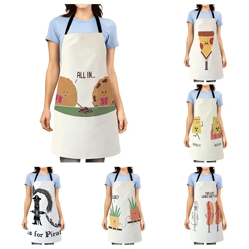 Baseball Football Printed Cotton Linen Sleeveless Aprons Kitchen Women Pinafore Home Cooking Baking Waist Bib