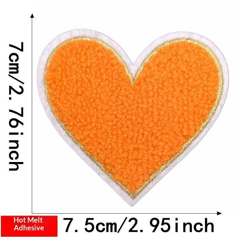 Mehrfarbige Handtuch-Stickerei-Herz-Aufnäher zum Aufbügeln, weich, flauschig, einfach anzubringen, perfekt für DIY-Jacken, Taschen, Bastelarbeiten, Dekorationen. – Detail 9