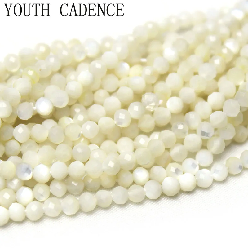 

Natural Faceted White Mother Of Pearl Trochus Shell Beads Loose Beads 2-4mm for Jewelry Making DIY Bracelet Earrings Accessories