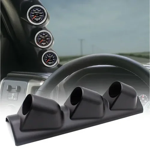 Imagen 2 del producto Soporte Universal para medidores de coche, soporte de montaje para taza de calibre, 2 pulgadas, 52mm, 2/3 agujeros, conducción A la izquierda, pilar A, negro, fibra de carbono