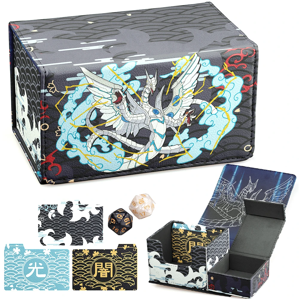 Gacha 100+ Trading Card Deck Case Leather Magnetic Closure Card Storage Box Magic Card Protectors Fit For YuGiOh TCG Sport Cards