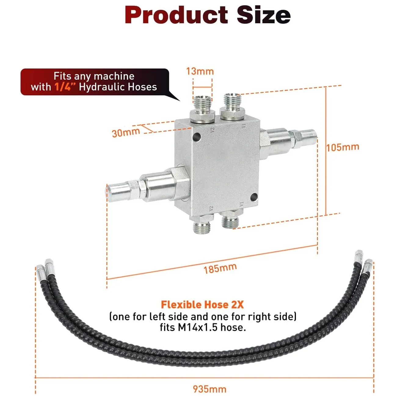 Mini Excavator Cushion Valve Kit for Swivel Motor Assembled Fits any machine with 1/4