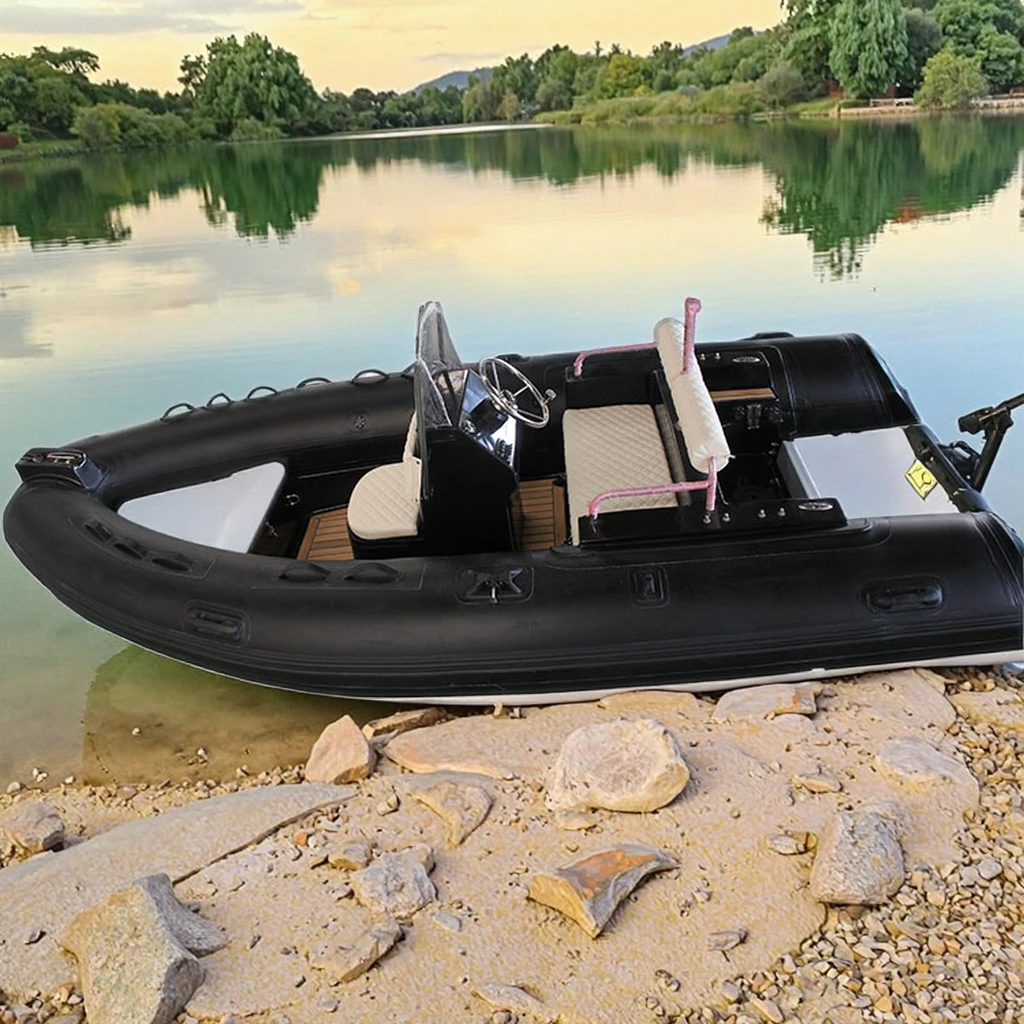 430 Fiberglass Rib Boat Hypalon Electric Fishing Water Sports Rescue Diving Rivers Equipped Outboard Motor Rowing Boat
