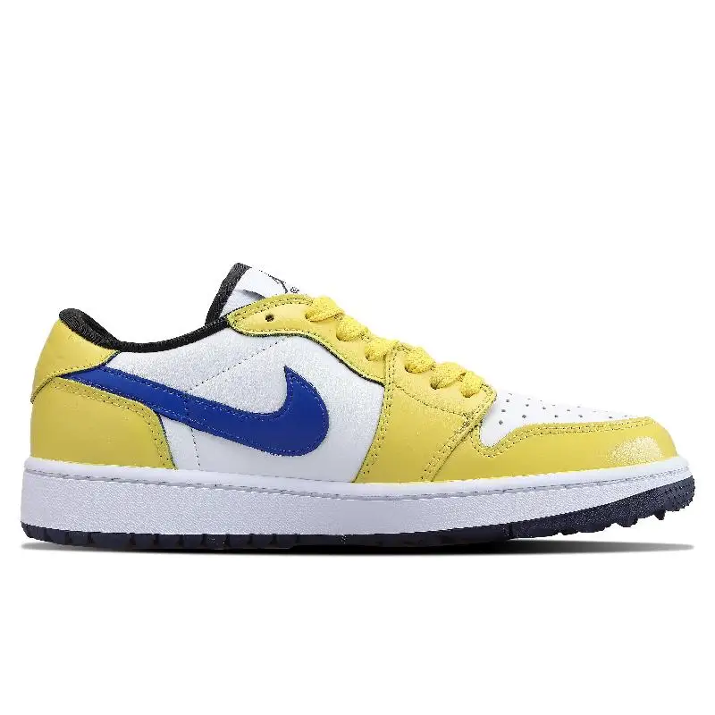 【Customize】Air Jordan 1 Vintage Basketball Shoes Unisex Low-top Yellow/white/blue Sneakers shoes DD9315-104