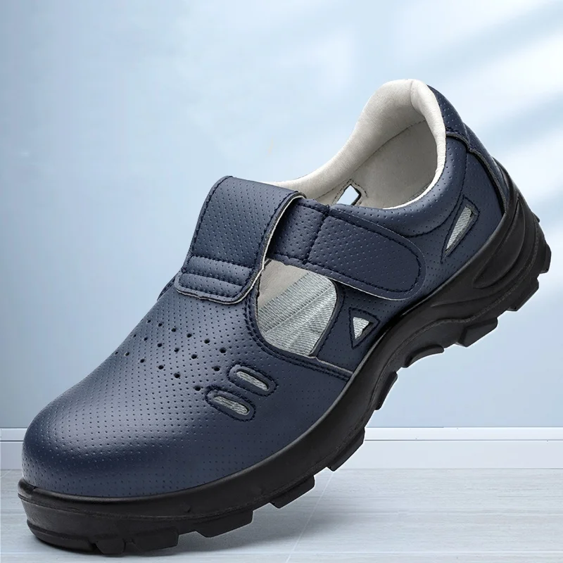 plus size men fashion breathable steel toe cap work safety shoes soft leather sandals worker security boots protective footwear