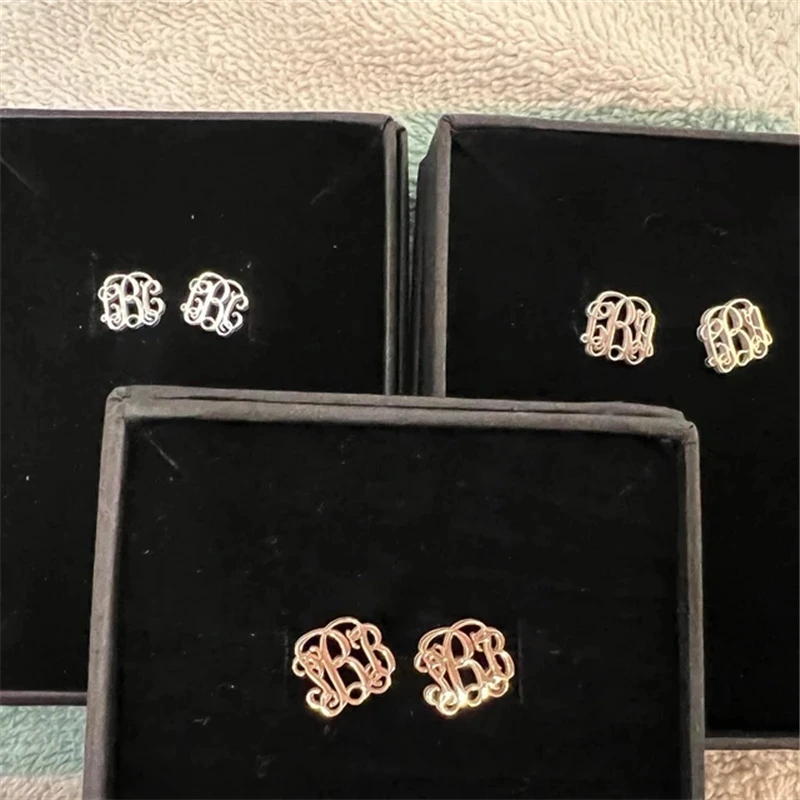 Personalized Name Initial Stud Earrings Custom Monogram Stainless Steel Fashion Jewelry Unique Gift For Her Trendy Women