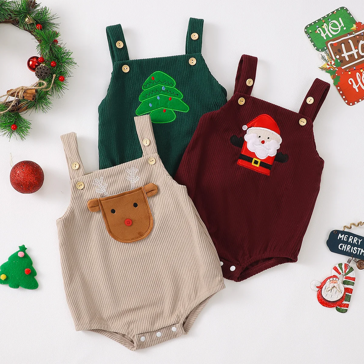 Christmas Cartoon Pattern Baby Boy Romper Triangle Bodysuit - Festive Comfortable Infant Outfit for Boys