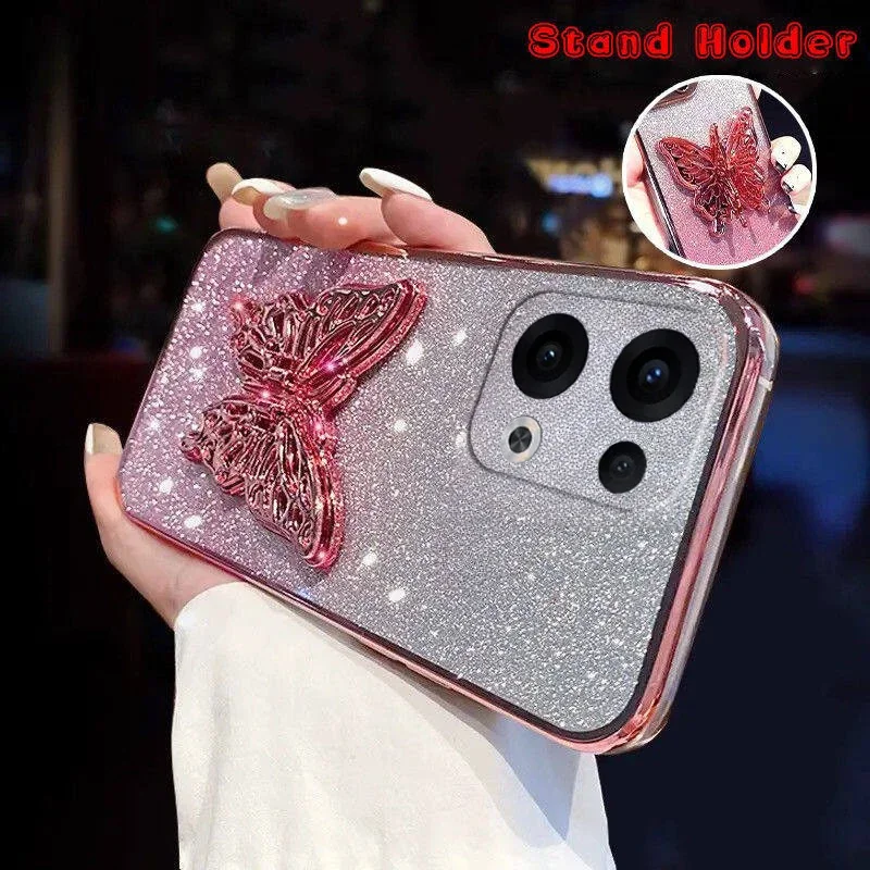 

Case For OPPO Reno 13F 5G 13 Pro 13F Gradient Butterfly Quicksand Phone Case For OPPO Reno 13 F pro Soft Silicone Cover