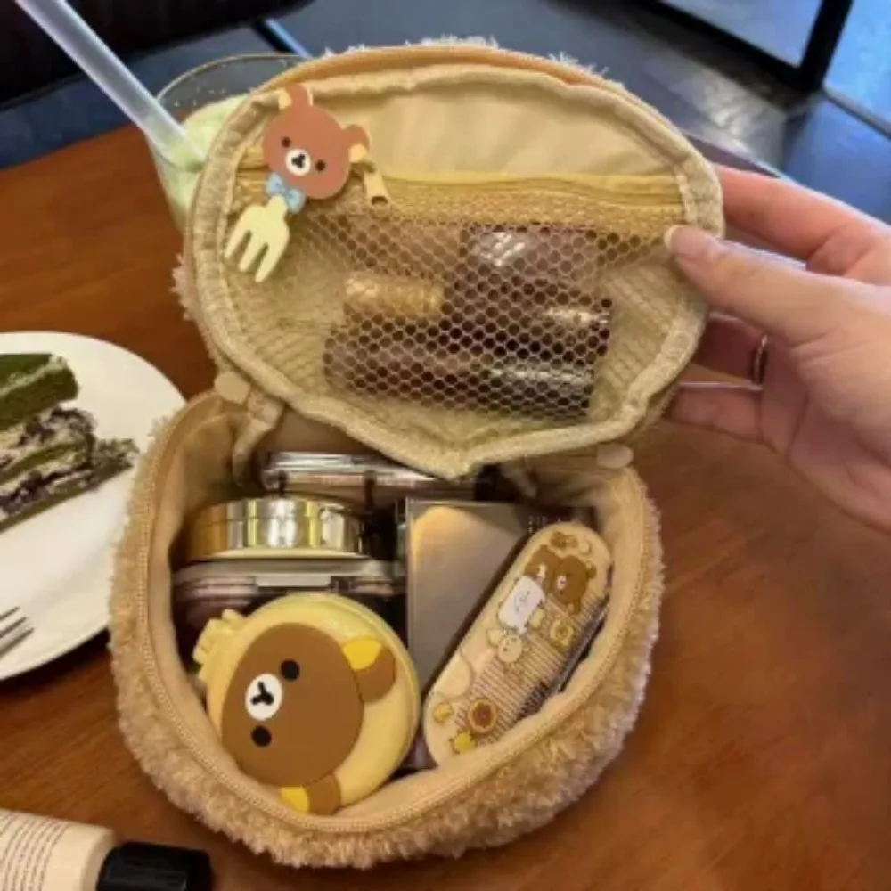 Estuche de Maquillaje de Peluche con Diseño de Oso Relajado, Bolsa de Cosméticos, Bolsa de Almacenamiento de Joyas para Mujer, Organizador para Niñas, Bolsos de Mano, Regalo, Gran Venta