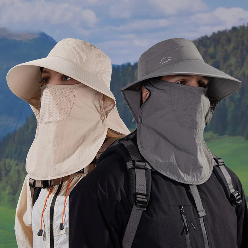 ผ้าคลุมไหล่ป้องกันคอ Unisex หมวกปีกกว้างน้ําหนักเบาระบายอากาศที่ถอดออกได้ใบหน้าปกหมวกตกปลาและเดินป่า