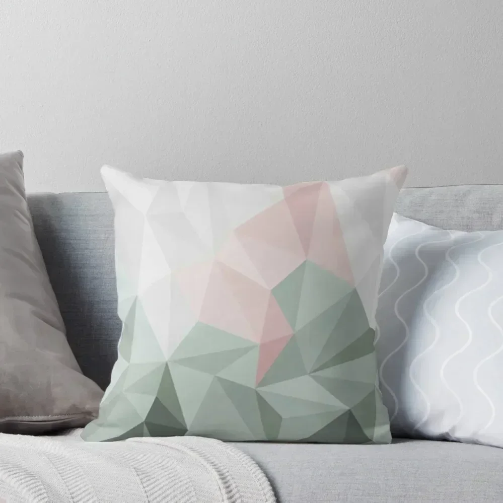 

Sage Green & Blush Pink Geometric Throw Pillow Sofa Decorative Covers anime girl Luxury Room Decorative Cushions pillow