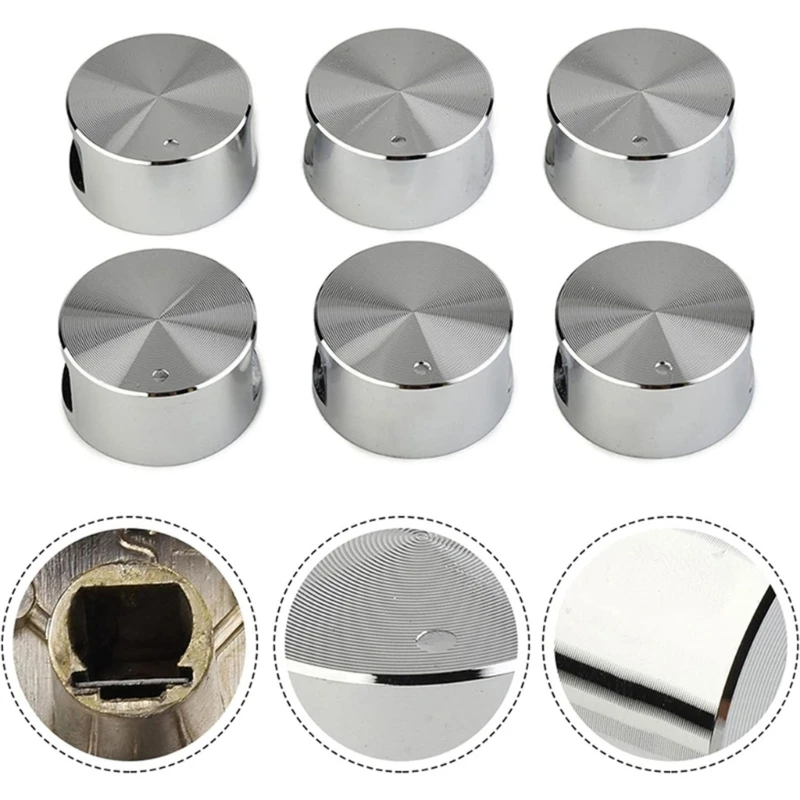 6 PCS Reliable Metal Knob Round Control Knobs Easy Ignition Control Universal Knobs for Kitchen Appliance