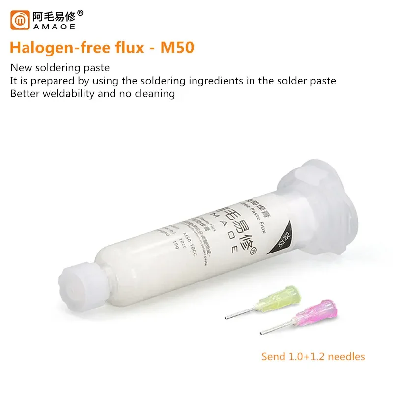 

Amaoe M50 Halogen-free Solder Paste for Phone Motherboard Repair with Push Rod Set BGA Soldering Paste Flux Oil